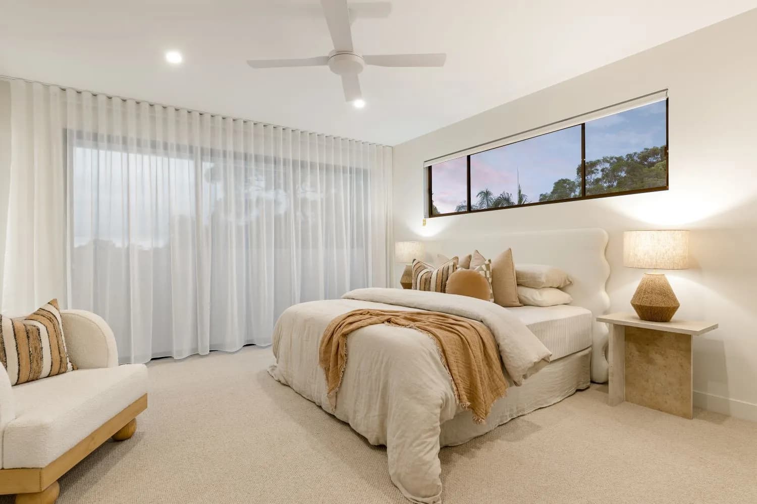 Custom window furnishings in a contemporary living space